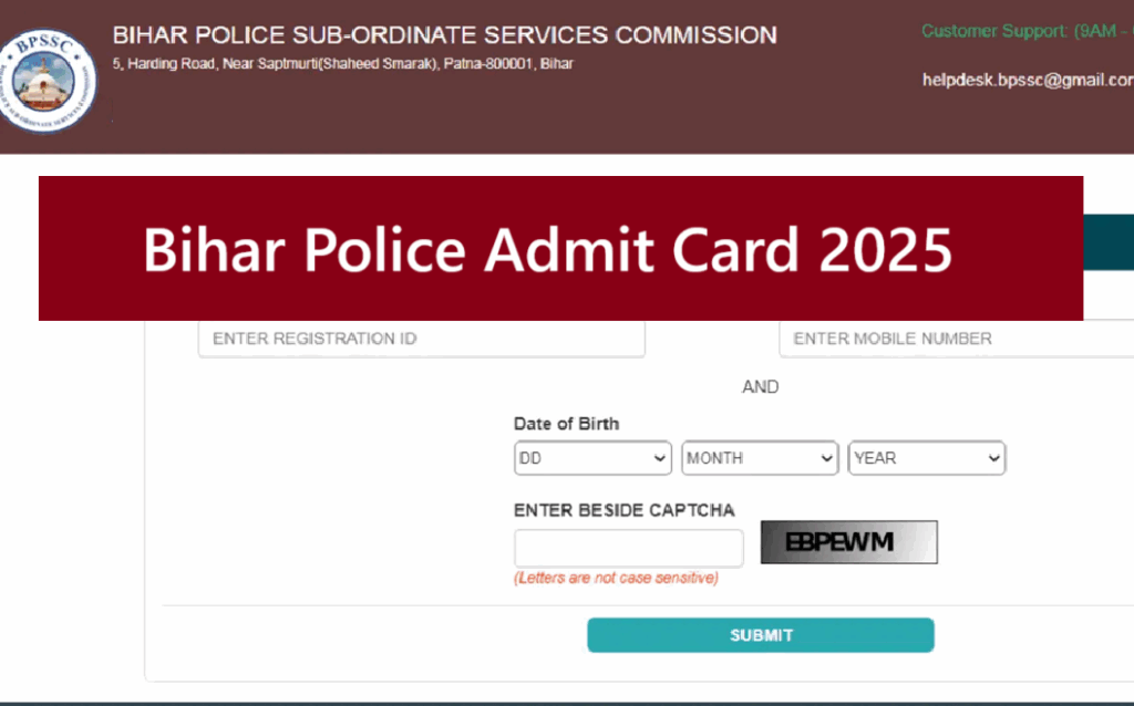 Bihar Police Admit Card 2025